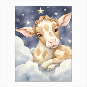 Sleeping Baby Cow Canvas Print