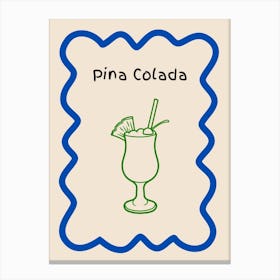 Pina Colada Doodle Poster Blue & Green Canvas Print