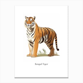 Bengal Tiger Kids Animal Poster Canvas Print