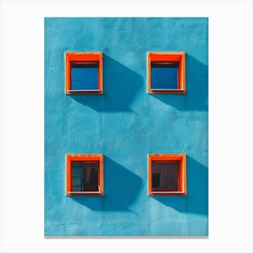 Windows On A Blue Wall 1 Canvas Print