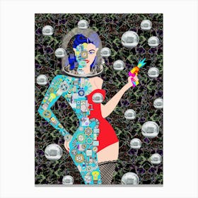 Girl Cyborg In Space Canvas Print