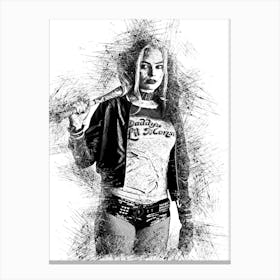 Harley Quinn Margot Sketch Canvas Print