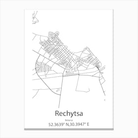 Rechytsa,Belarus Minimalist Map Canvas Print