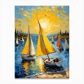 A Small Sailboats Oil Painting 2 Canvas Print