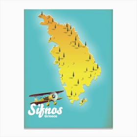 Sifonas Greece Travel map Canvas Print