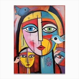 Woman With Birds 1 Canvas Print