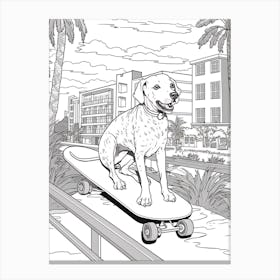 Dalmatian Dog Skateboarding Line Art 2 Canvas Print