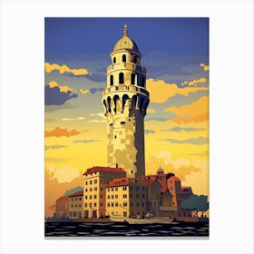 Galata Tower Modern Pixel Art 5 Canvas Print