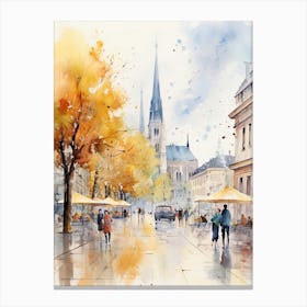 Zagreb Croatia In Autumn Fall, Watercolour 2 Canvas Print