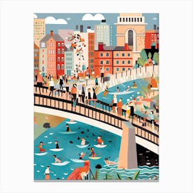 Millennium Bridge, London, England, Colourful 1 Canvas Print