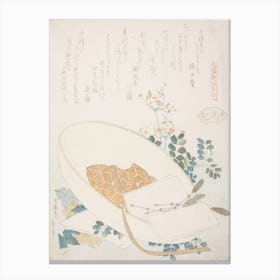 Freshly Picked Flowers In A Traveler's Hat, Katsushika Hokusai Canvas Print