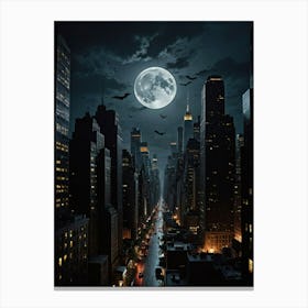 Full Moon In New York City 1 Canvas Print