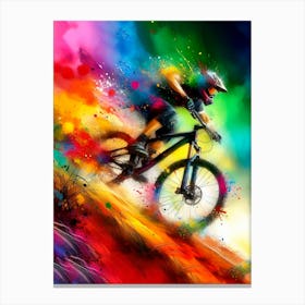 Colorful Mountain Biker Canvas Print