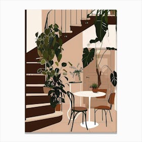 Living Room With Plants Canvas Print