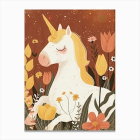 Unicorn In The Meadow Muted Pastels 1 Canvas Print