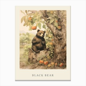 Beatrix Potter Inspired  Animal Watercolour Black Bear 1 Canvas Print