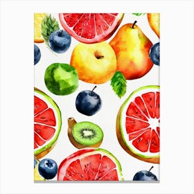 Watercolor Fruits Painting Canvas Print