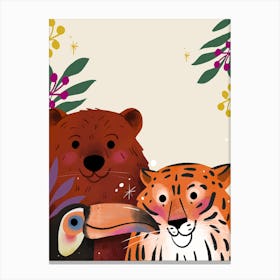 Tiger, Bear And Toucan 1 Canvas Print