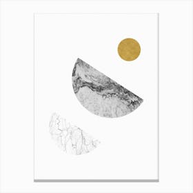 Gold and Marble Abstract Sun and Moon Art Canvas Print