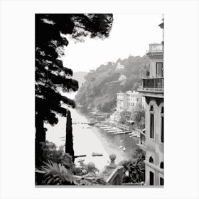 Portofino, Italy, Black And White Photography 3 Canvas Print
