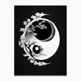 Black And White Yin and Yang 2, Illustration Canvas Print