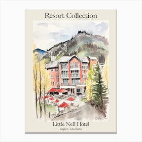 Poster Of Little Nell Hotel   Aspen, Colorado   Resort Collection Storybook Illustration 3 Canvas Print
