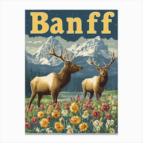 Aihrgdesign A Retro Travel Poster For Banff 1 Canvas Print