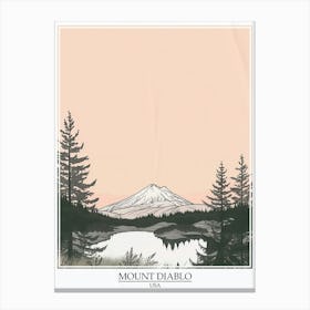 Mount Diablo Usa Color Line Drawing 8 Poster Canvas Print