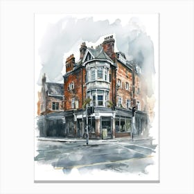 Croydon London Borough   Street Watercolour 3 Canvas Print