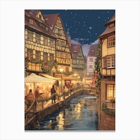 Vintage Winter Illustration Colmar France 1 Canvas Print