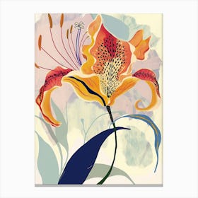 Colourful Flower Illustration Gloriosa Lily 2 Canvas Print