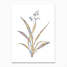 Stained Glass Flax Lilies Mosaic Botanical Illustration on White n.0284 Canvas Print