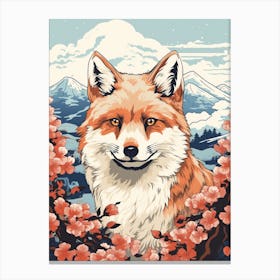 Fox Animal Drawing In The Style Of Ukiyo E 1 Canvas Print