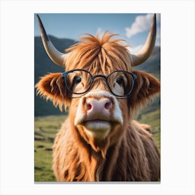 Cow In Glasses Canvas Print