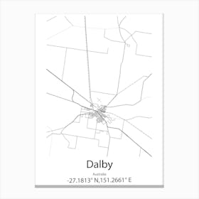 Dalby,Australia Minimalist Map Canvas Print