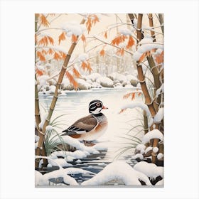 Winter Bird Painting Wood Duck 1 Canvas Print