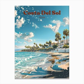 Costa Del Sol Spain Vacation Digital Travel Illustration Canvas Print