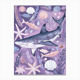 Purple Pelagic Thresher Shark Illustration Canvas Print