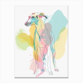 Greyhound Dog Pastel Line Watercolour Illustration  2 Canvas Print