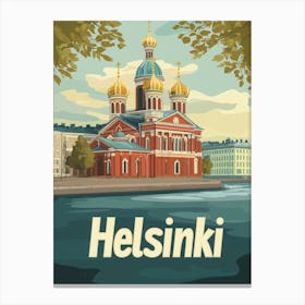 Aihrgdesign A Retro Travel Poster For Helsinki Canvas Print