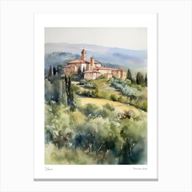 Vinci, Tuscany, Italy 4 Watercolour Travel Poster Canvas Print
