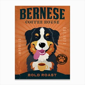 Bernese Mountain Dog Coffee House Canvas Print