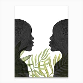 Silhouettes Of Two black women Canvas Print