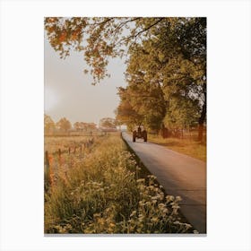 Tractor On Country Road Canvas Print