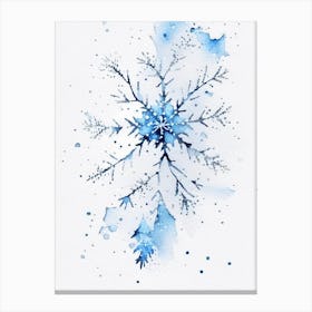 Stellar Dendrites, Snowflakes, Minimalist Watercolour 5 Canvas Print
