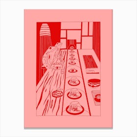 Sushi Frog Pink Red Canvas Print
