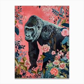 Floral Animal Painting Gorilla 1 Canvas Print