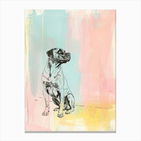 Boxer Dog Pastel Watercolour Line Drawing Canvas Print