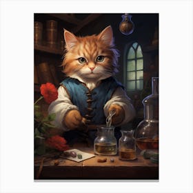 Cute Cat As An Alchemist 2 Canvas Print