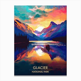 Glacier National Park Travel Poster Illustration Style 6 Canvas Print
